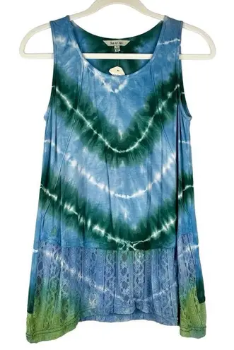 NWT Yak & Yeti Casual Tye Dye Lace Tank Small Blue