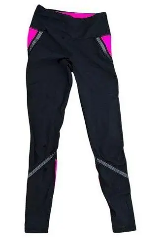 VSX Sport Knockout Tights Mid Rise Compression Mesh Reflective Pink Black XS