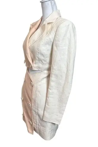 Significant Other Glider Blazer Linen Dress Cut Out Mini Peach Cream Womens Sz 4 Orange