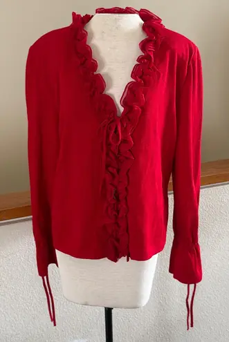 St. John Vibrant evening by Marie gray Red Knit cardigan sweater size 14