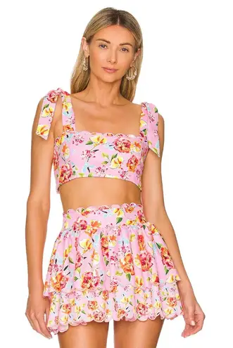 Agua Bendita Rhea Top and Skirt Pink Blossom Womens Size Large