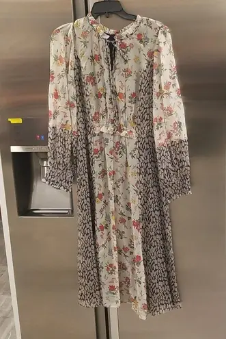 Current Air ππ Floral Combo Mixed Print Shine Midi Dress ~ Medium M NWT