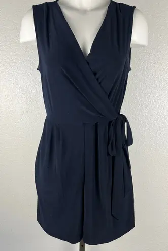 Emma & Michele navy blue faux wrap romper