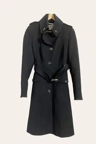 Karen Millen Black Wool Blend Single Breasted Belted Trench Coat Size 8