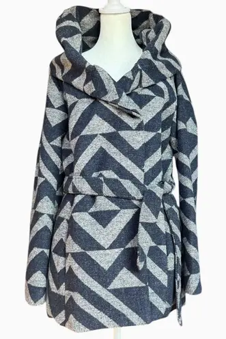 Mossimo Supply Co. Two Tone Geometric Wrap Pea Coat With Oversized Collar Sz M Blue Size M
