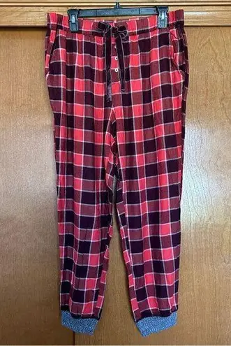 Aerie  Red Plaid Flannel Pajama Jogger Pants Size Large