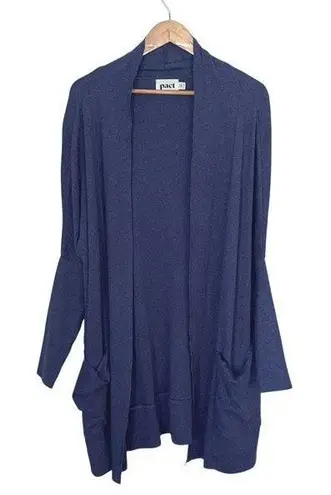 Pact Airplane Wrap Open Cardigan Organic Cotton Sweater Blue Size L/XL