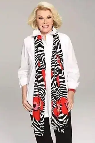 Joan Rivers Womens Wild Poppies Scarf Brown Purple Zebra Pattern A230779 NWT