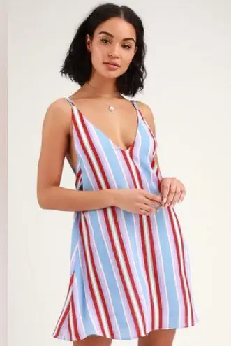 Lulu’s Set Sail Light Blue Multi Striped Tie