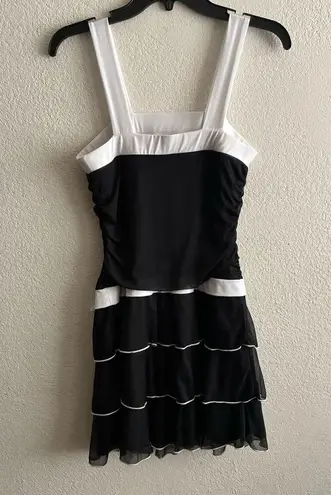 Amy Byer Y2K Black Tiered Skirt Dress with White Accents 16