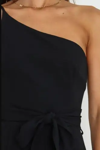 Petal and Pup Leyton Black One Shoulder Wide Leg Belted Jumpsuit 4