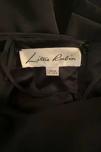 VTG 80’s Lillie Rubin 8 10 Formal Dress Gown Detachable Skirt Black Satin Party