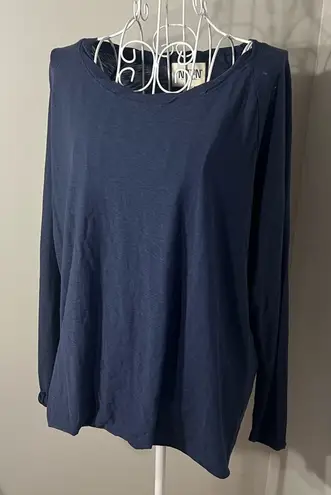 Nation Ltd Navy Long Sleeve Braided Neck Size L 100% Pima Cotton Normcore
