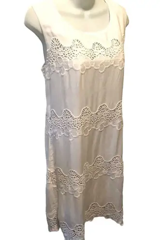 Karen Scott Gretchen Scott The Wave Sheath Dress White Sz. L Coastal Cruise Baby Shower Diva