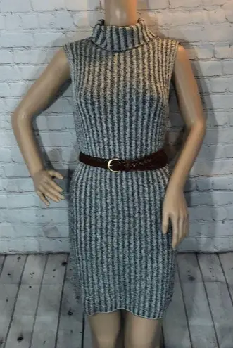 Gray Ribbed Turtleneck Knit Sleeveless Sweater Dress OSFM Size undefined
