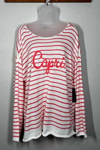 Adrienne Vittadini Capri Striped Knit Sweater Size Large