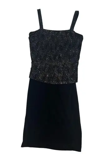 Alex Evenings Vintage  Y2K 90s Black Shimmer Dress Size 4 Petite EUC Made In‎ USA