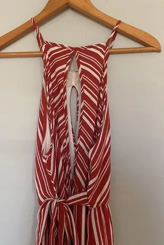 Mikey & Joey Red & White Striped Halter Maxi Dress Size Medium