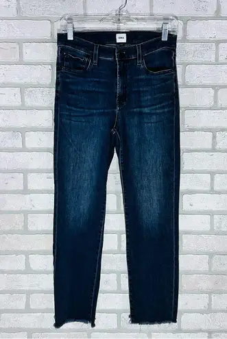 Edwin Bree Slim Straight Leg Jeans in Faded Black Wash with Raw Hem Size 27
