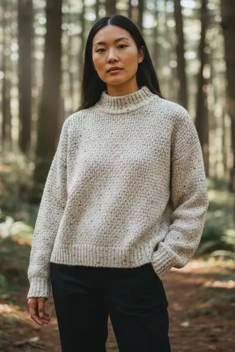 United States Sweaters VTG S Speckled Knit Cotton USA Mockneck 90s Cozy Winter