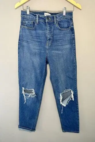 Cello  High Rise Slim Boyfriend Jeans Womens Junior Sz 7 Blue Distressed Denim