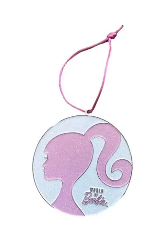 Vintage Barbie World of Barbie Pink/White Glitter Round Ornament Mattel 2022 Pink