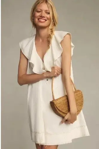 Pilcro White Ruffle V-Neck Shift Mini Dress NWT Size Extra Large