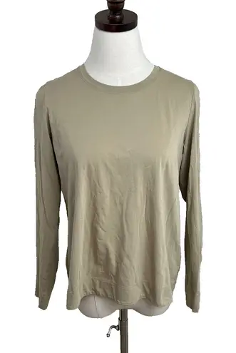 Lafayette 148 New York Women's Long Sleeve Cotton Knit Top Taupe Beige Tee J807 Tan Size M