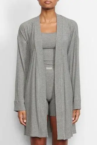 SKIMS Grey Stretch Jersey Knit Robe No Belt Pockets Loungewear PJ size XL