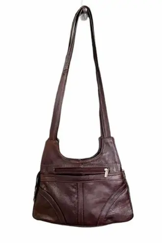 Vintage Pebbled Leather Crossbody Bag Espresso Brown 70s Boho Bohemian Purse