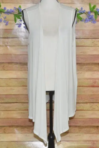 J. Jill Wearever Ivory Open Sleeveless Thin Knit Cardigan Sweater Size L White Size L