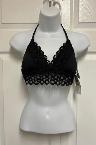 Becca ® by Re Virtue Siren Black Shimmer Halter String Bikini Top