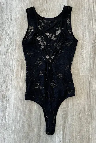 Privy Womens Black Lace Bodysuit - S
