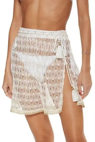 Ramy Brook New Sloan Metallic Knit Cover-Up Skirt Sz Large Swim Summer Gold