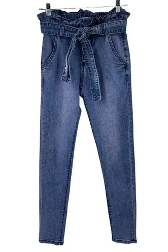 Prestige Denim Paper Bag Waist Skinny Jeans Medium Wash Size Small Blue