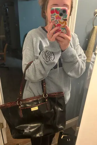 Brahmin Arno Tuscan Black and Brown Leather Satchel Shoulder Bag Purse - Vintage