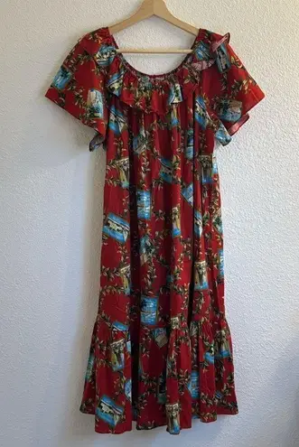 Hilo Hattie vintage cruise print Hawaiian dress Red Size 2X - Image 3