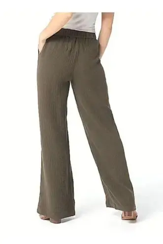 Lisa Rinna Collection Brown Crepe Gauze Muslin Full Length Wide Leg Pants Size 26W