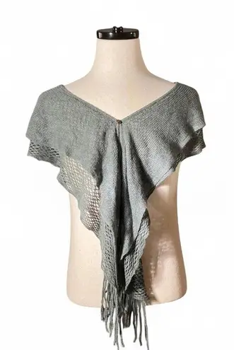 Womens Fairycore Knit Fringe Shawl Wrap Cardigan Boho Gray Grunge Size undefined - Image 1