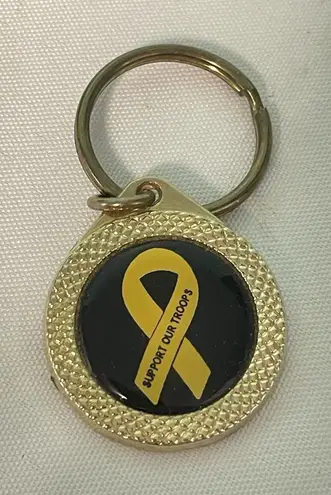 Support Our Troops Yellow Ribbon Metal Key Ring