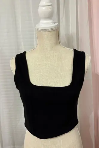 Black square neck mock corset top size small
