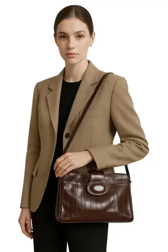 Vintage Genuine Eel Skin Shoulder Bag – Chocolate Brown – Made in Korea