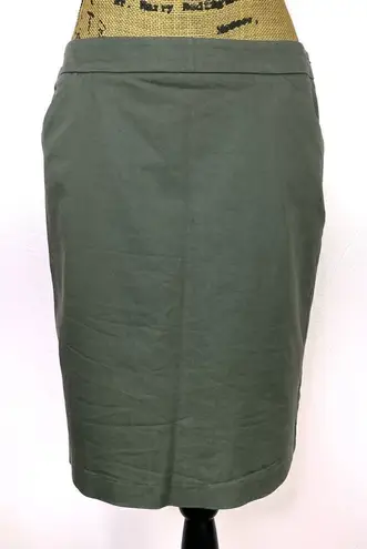 New York & Company Stretch Twill Khaki Pencil Skirt Olive 6 Green