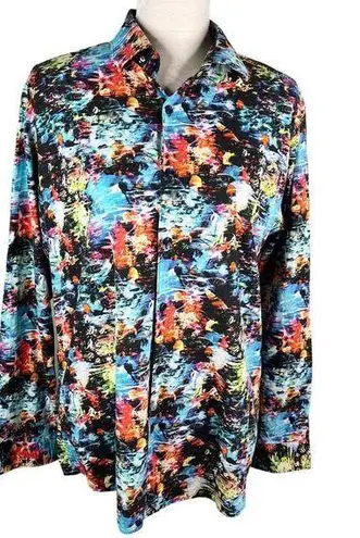 Jared Lang Button Down Shirt Tropical Fish Large Vacation