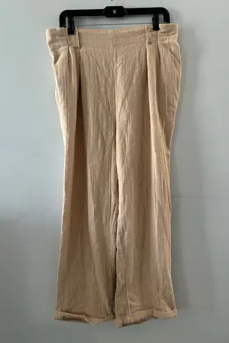 Free People  Pants Women's Small Beige Wide Leg Beachy Coastal Neutral Lagenlook