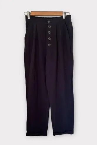 Gentle Fawn Navy Caesar Coastal Grandma High Waisted Linen Pleated Pants XS