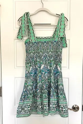 Shoshanna Raleigh Tiered Square-Neck Mini Dress, Mint Green | Size 2