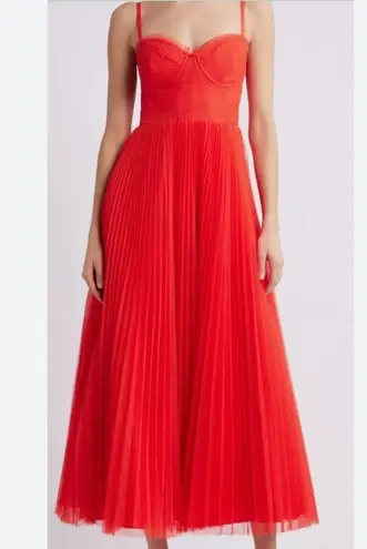 Hutch NWT Corset Pleated Maxi Dress Red Tulle Corset Size 4