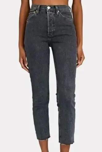 RE/DONE High Rise Ankle Crop Jeans in Faded Coal Size 26