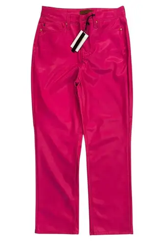 Judy Blue The Deb Hot Pink Faux Leather Straight Leg Jeans Tummy Control Sz 9/29